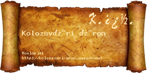 Kolozsvári Áron névjegykártya